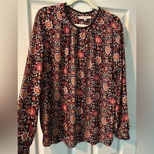 LOFT XL new without tags long sleeve mosaic keyhole colorful top